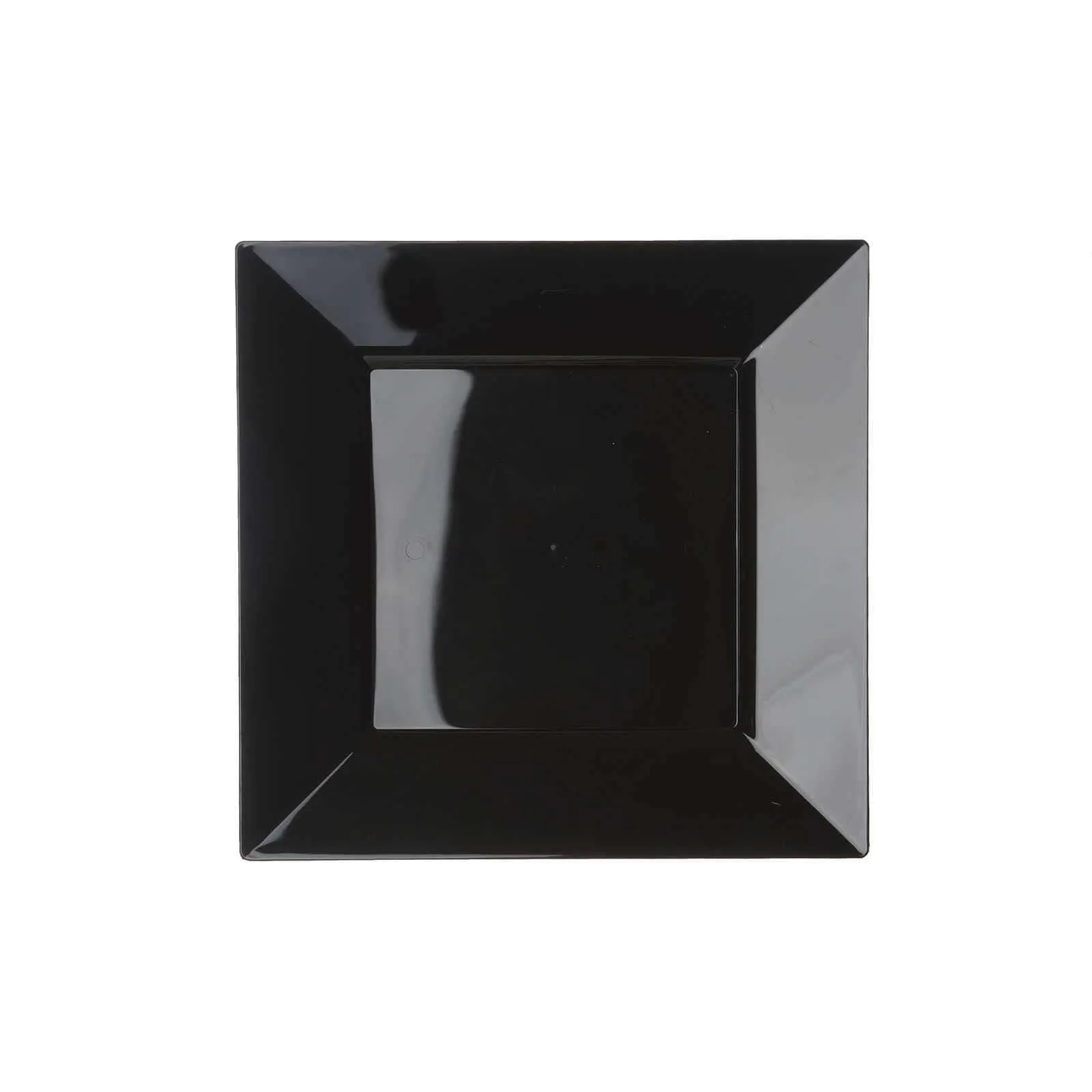 10 Pack 6" Glossy Black Square Disposable Salad Plates With Wide Rim