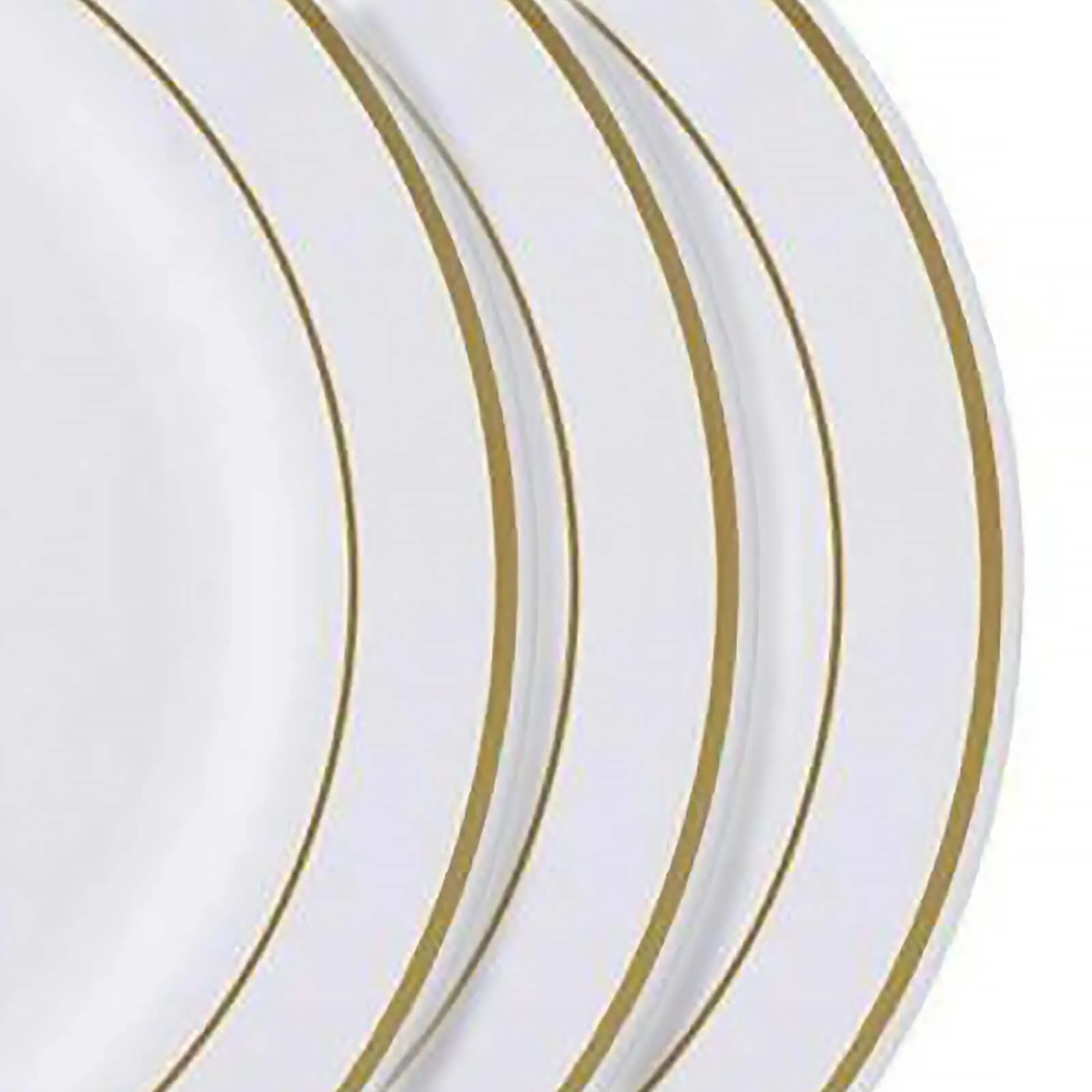 10 Pack Très Chic Gold Rim White Plastic Dessert Appetizer Plates, Disposable Salad Plates 6"