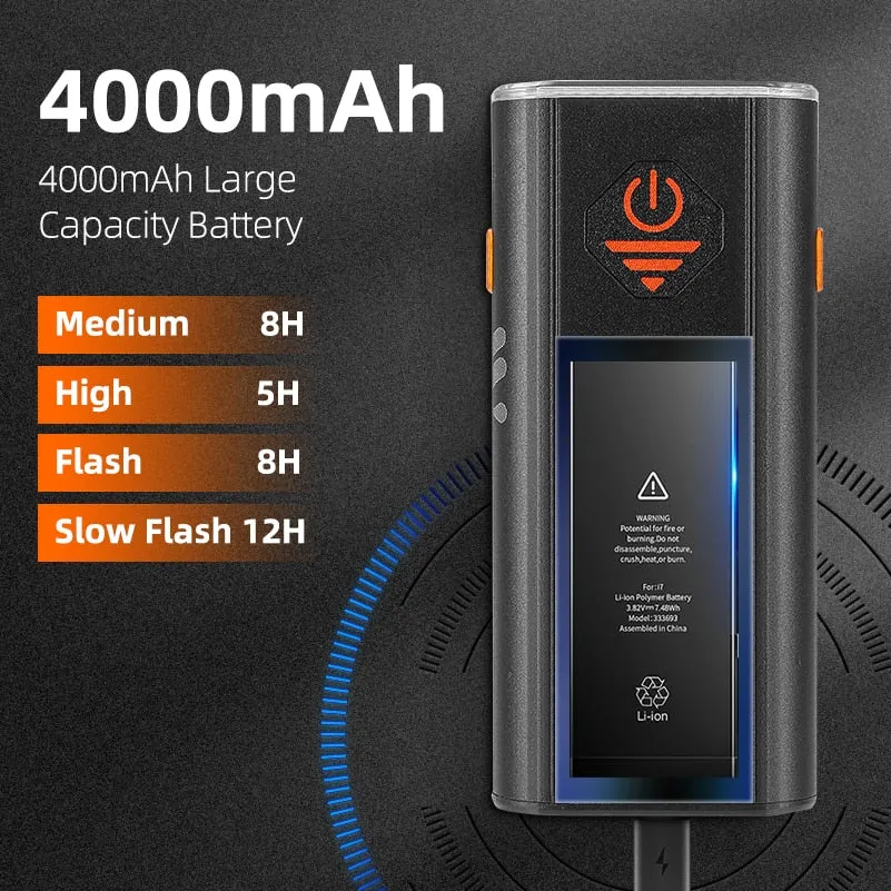 1000LM Bike Light Front Rear Lamp USB Rechargeable LED 4000mAh Bicycle Light Waterproof Headlight Bike Accessories