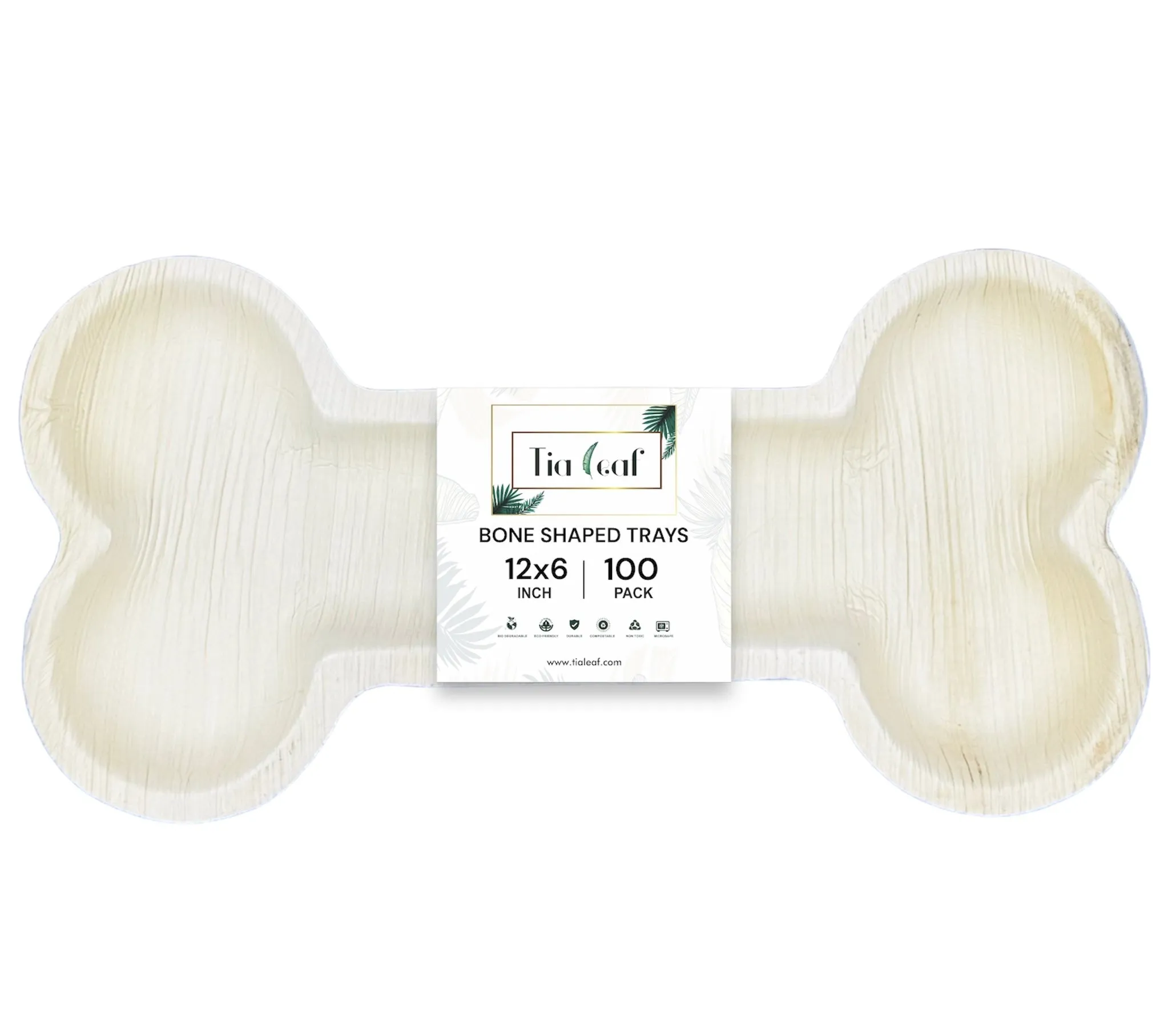 12x6 Inch Bone Shaped Disposable Palm Leaf Trays