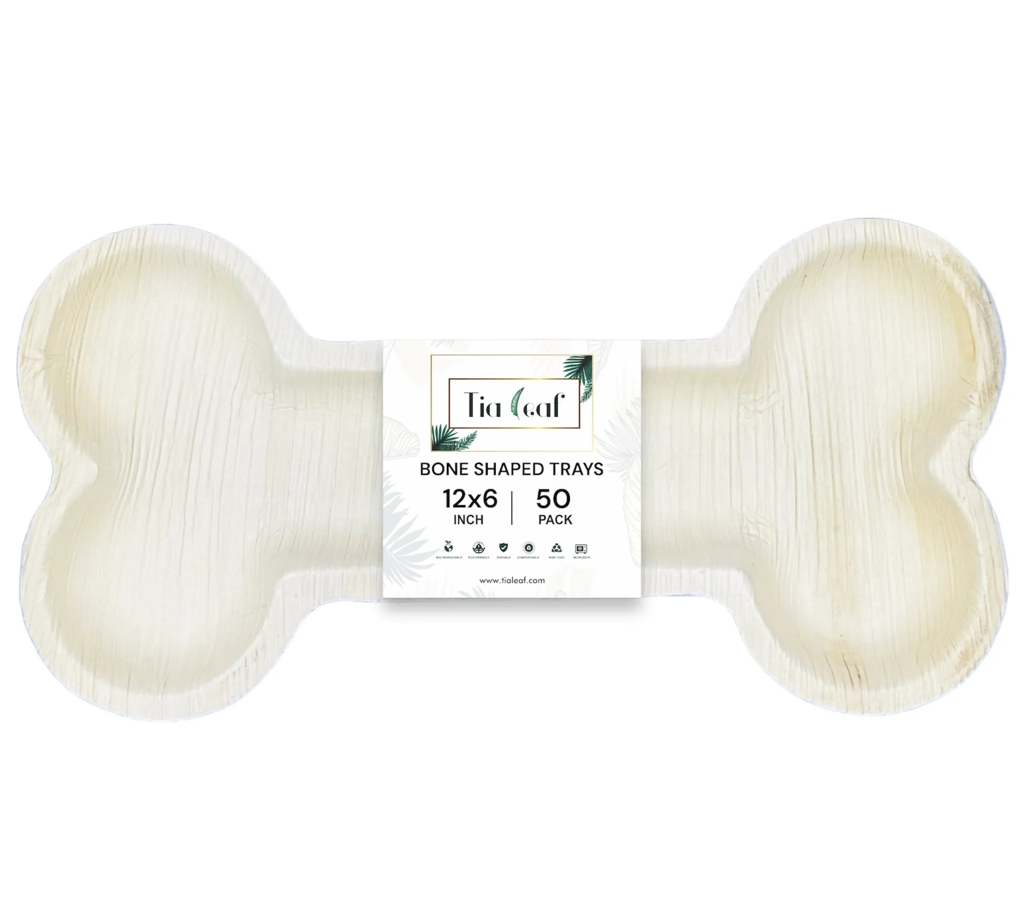 12x6 Inch Bone Shaped Disposable Palm Leaf Trays