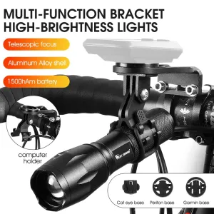 1500mAh Zoomable Bike Light Waterproof Portable Tactical Torch LED Flashlight USB Rechargeable Bicycle Cycling Front Lamp