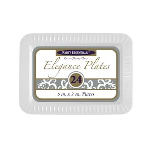 5″X 7″ White Elegance Plates 24ct