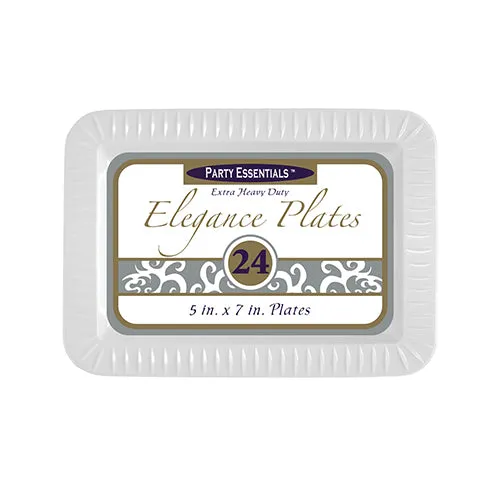 5″X 7″ White Elegance Plates 24ct