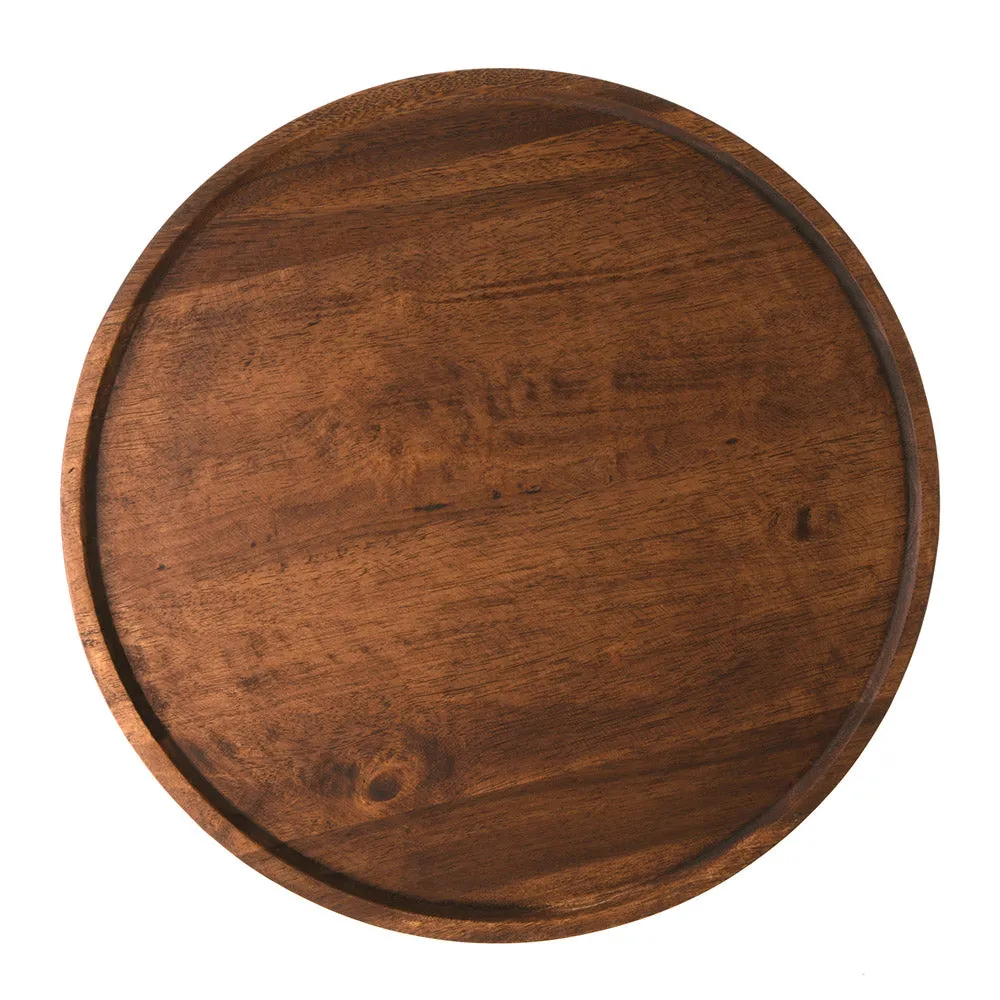 Acacia Wood Tray Round 48cm Dark Brown