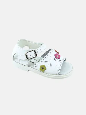 Baby Girl Aladino Spanish Flower & Petal Sandals -White