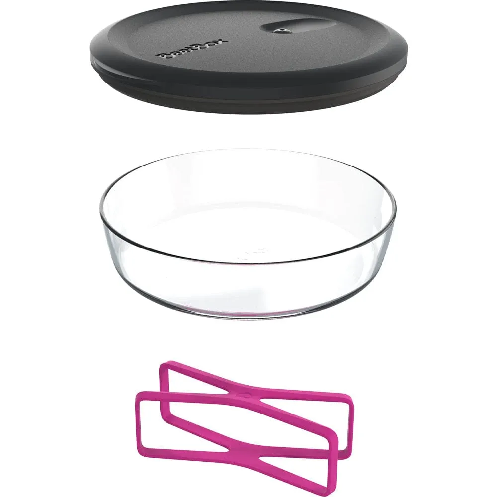 BeetBox Glass Lunch Boxes - Black with Fluro Pink Band