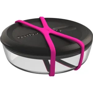 BeetBox Glass Lunch Boxes - Black with Fluro Pink Band