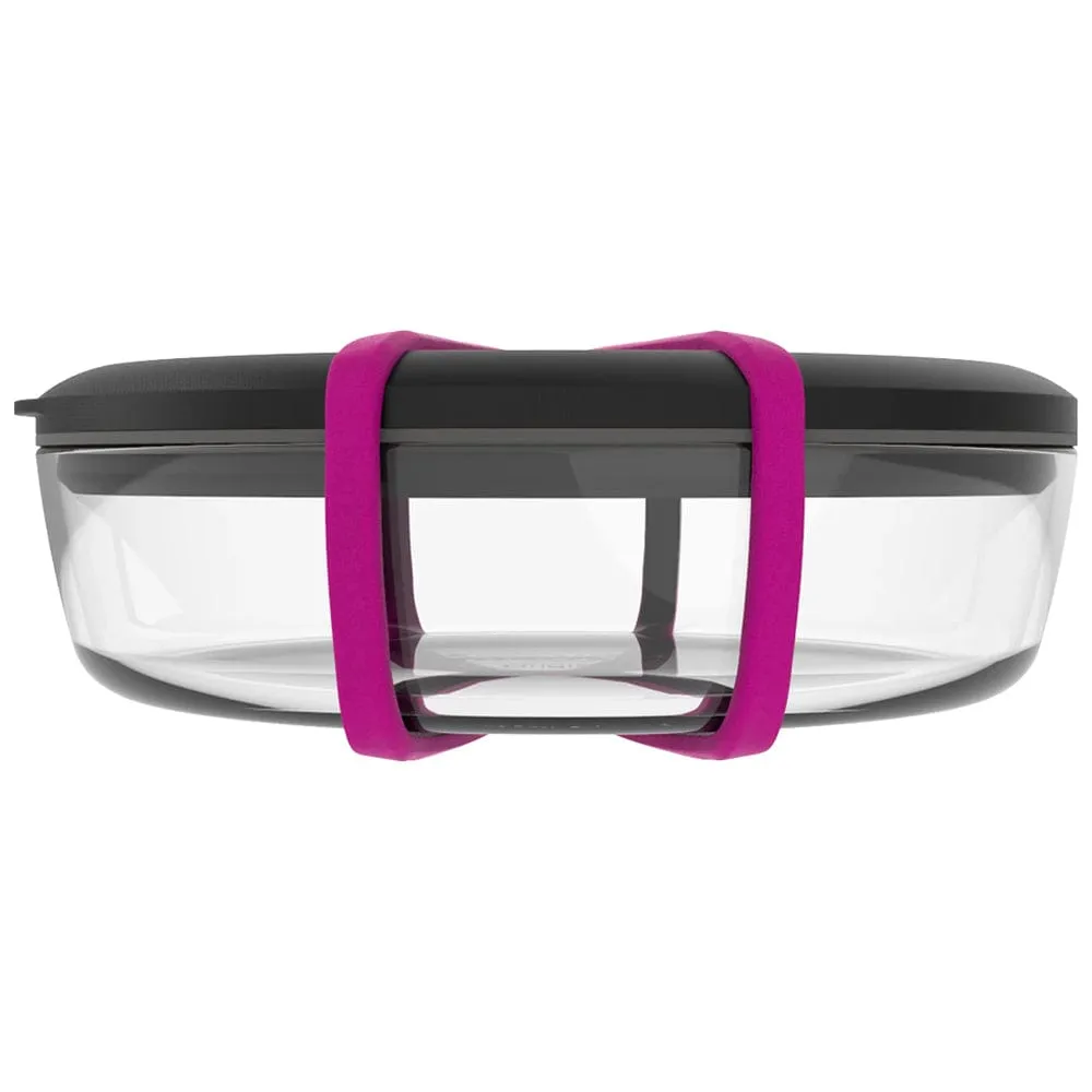 BeetBox Glass Lunch Boxes - Black with Fluro Pink Band