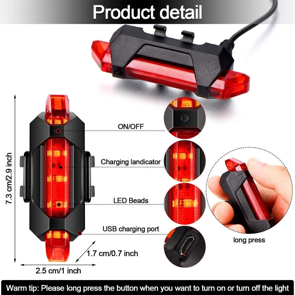 Bicycle Front Waterproof Rechargeable LED Light - Red