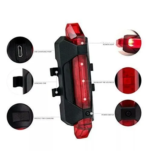 Bicycle Front Waterproof Rechargeable LED Light - Red