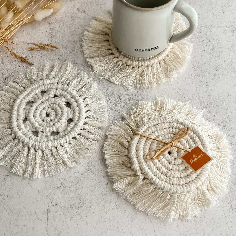 Boho Macrame Coasters, Macrame Cup Holders