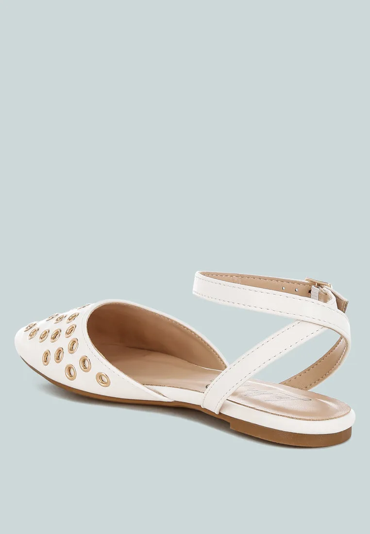 Chalcis Eyelet Detail Flat Sandals