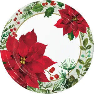 Christmas Posh Poinsettia Paper Plates 9" | 8ct