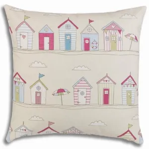 Coast Beach Huts Cushion Covers - Pink