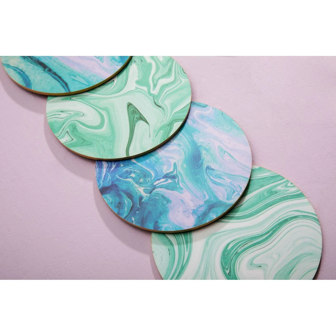 Colour Set of 4 Cork Coasters Marble Design