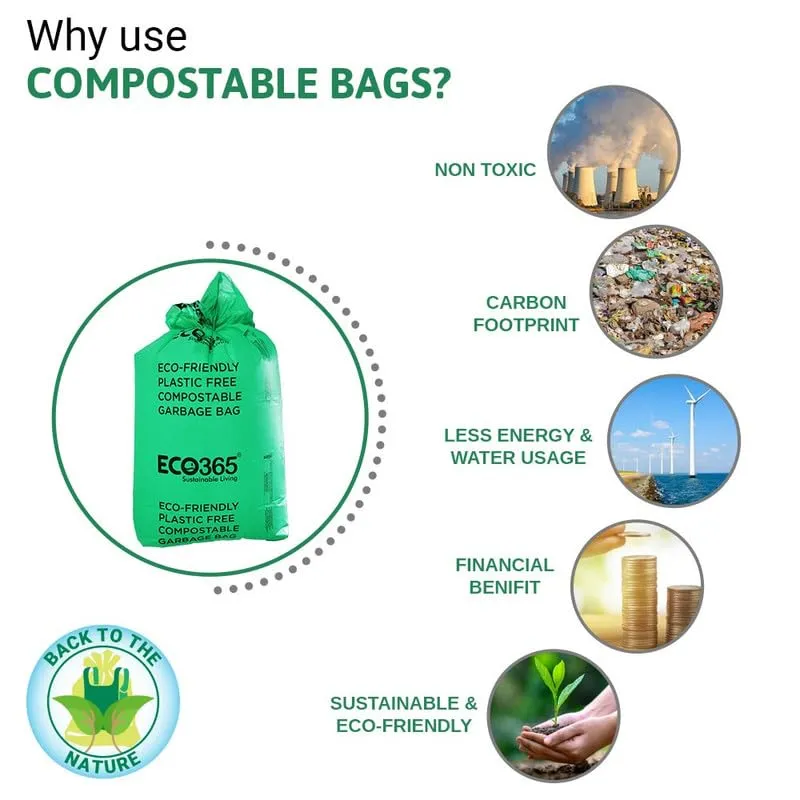 Compostable Garbage Bag, 19" x 21" - Medium Size Pack of 3 (90pcs)