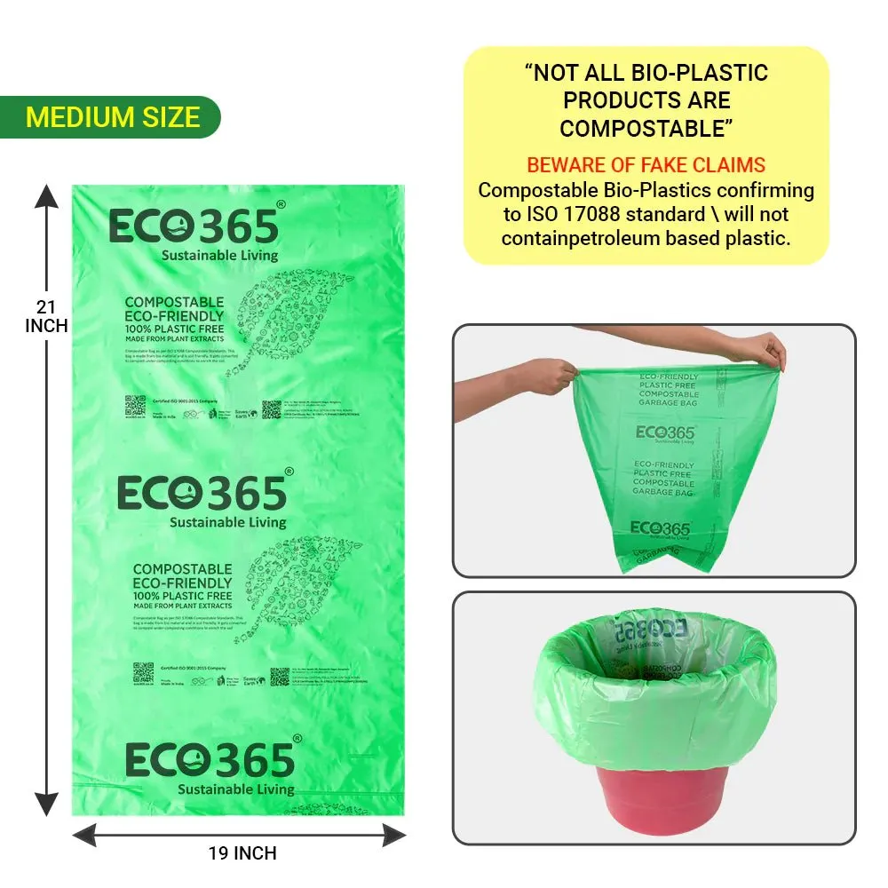 Compostable Garbage Bag, 19" x 21" - Medium Size Pack of 3 (90pcs)