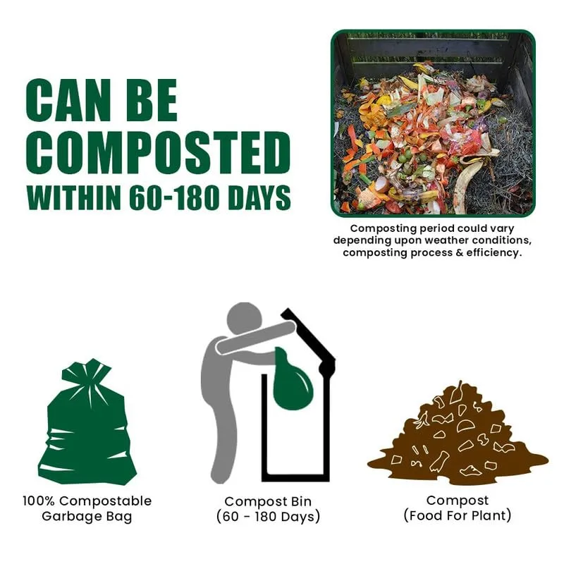 Compostable Garbage Bag, 19" x 21" - Medium Size Pack of 3 (90pcs)