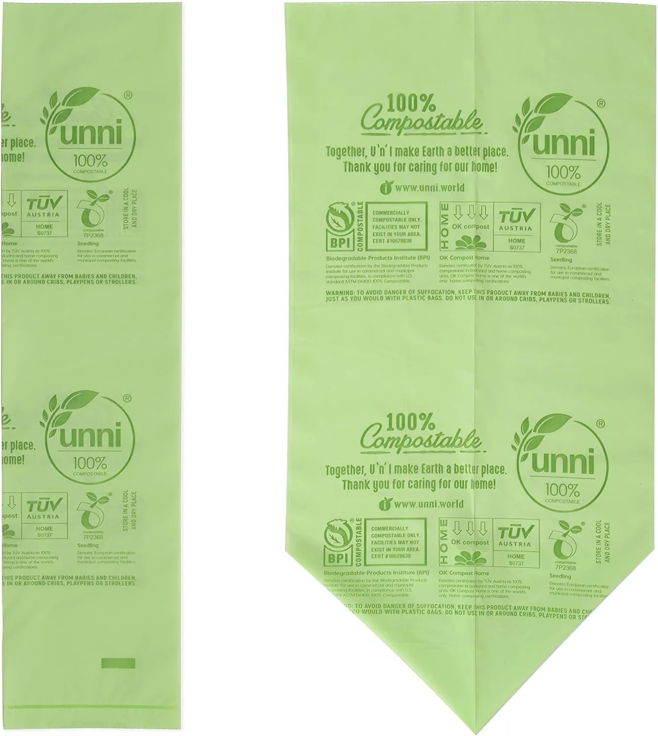 Compostable Liner Bags, 13 Gallon, 49.2 Liter, Heavy Duty 0.85 Mil, Tall Kitchen Food Scrap Waste Bags, 200 Count