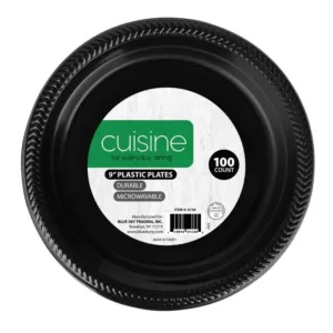 Cusine 9" Light Weight Black Plastic Plates