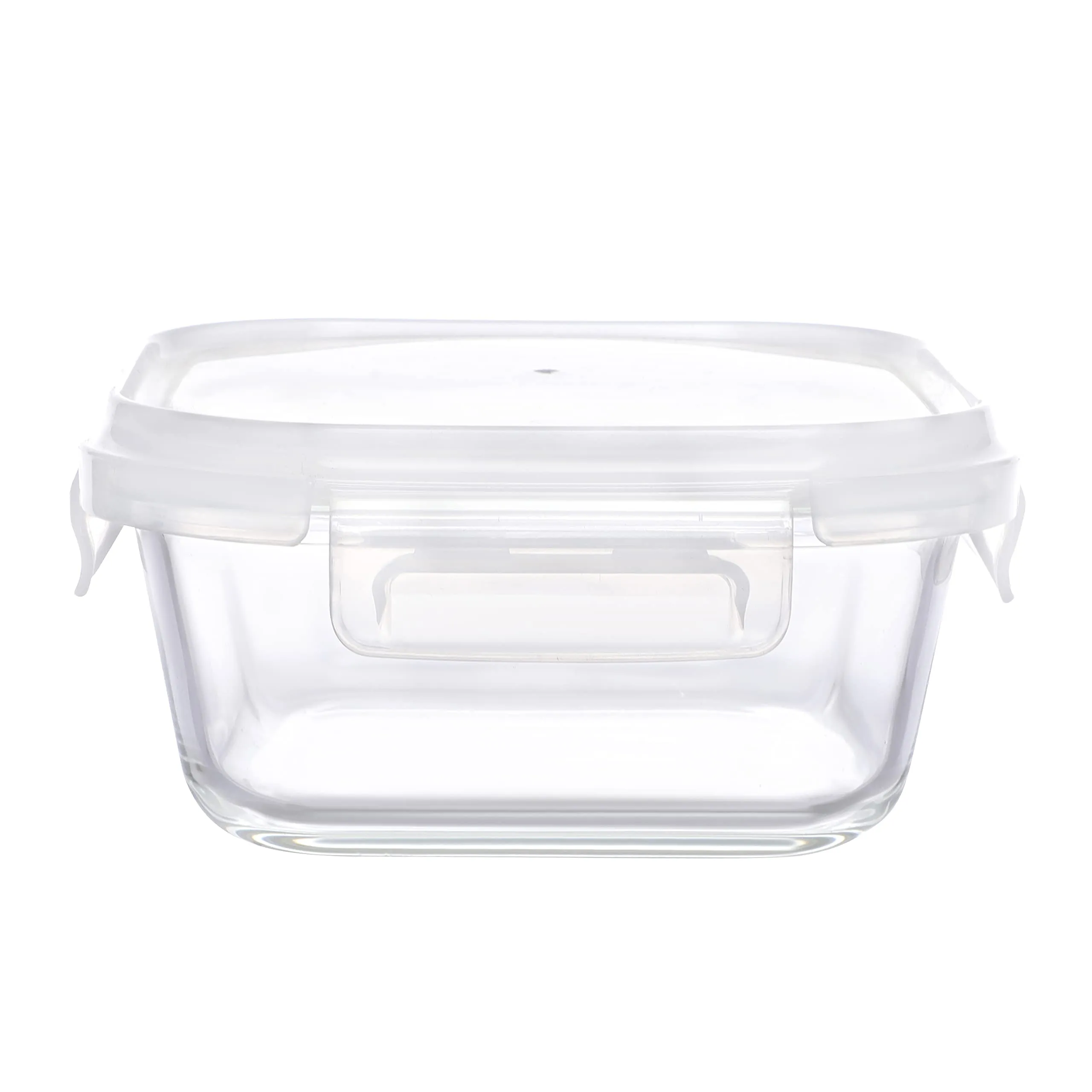 Cutting EDGE Square Borosilicate Glass Fresh n Lock Kitchen Food Storage Container Lunch Box with Lid for Office, School, Microwave Safe (350 ML, Set of 1, Transparent)