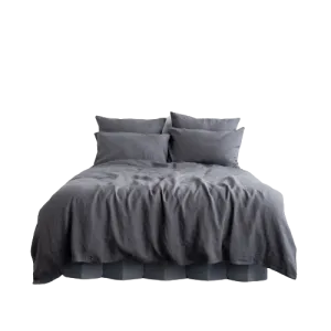 Dark Grey Linen Duvet Cover Set