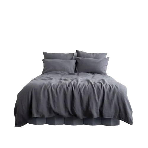 Dark Grey Linen Duvet Cover Set