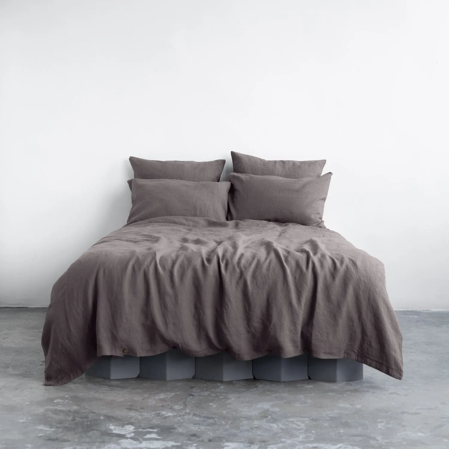 Dark Grey Linen Duvet Cover Set