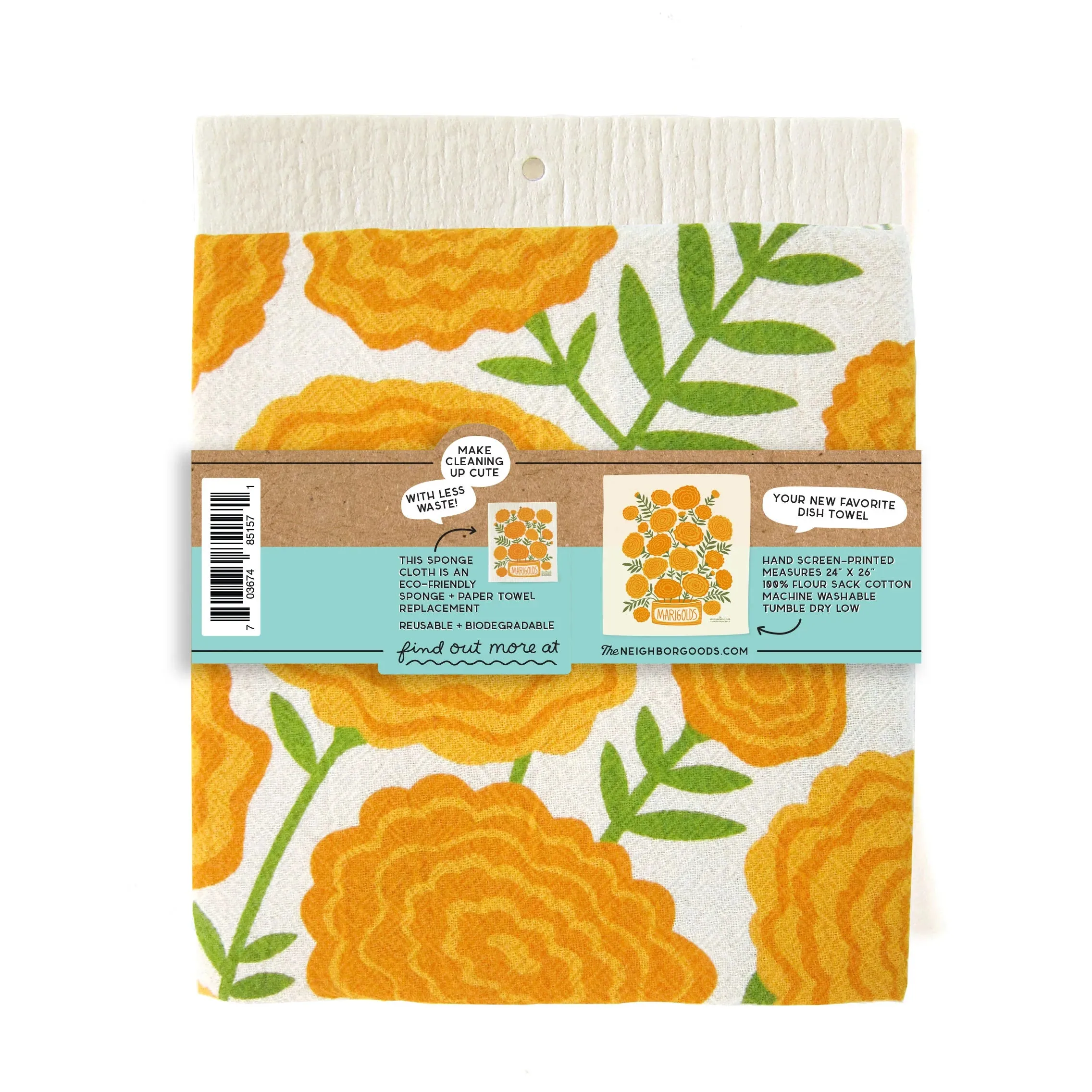 Dish Towel & Sponge Cloth Gift Set – Marigolds