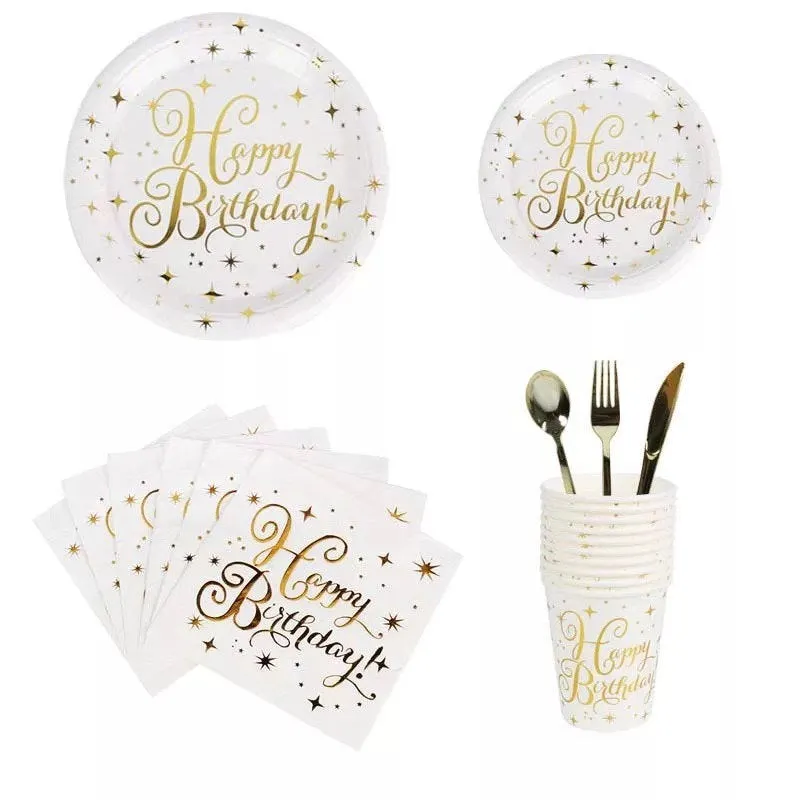 Disposable Dinnerware Set, Disposable Tableware, Party Paper Plates Napkins Cups Paper Straws, Party Supplies, Disposable Utensils Birthday