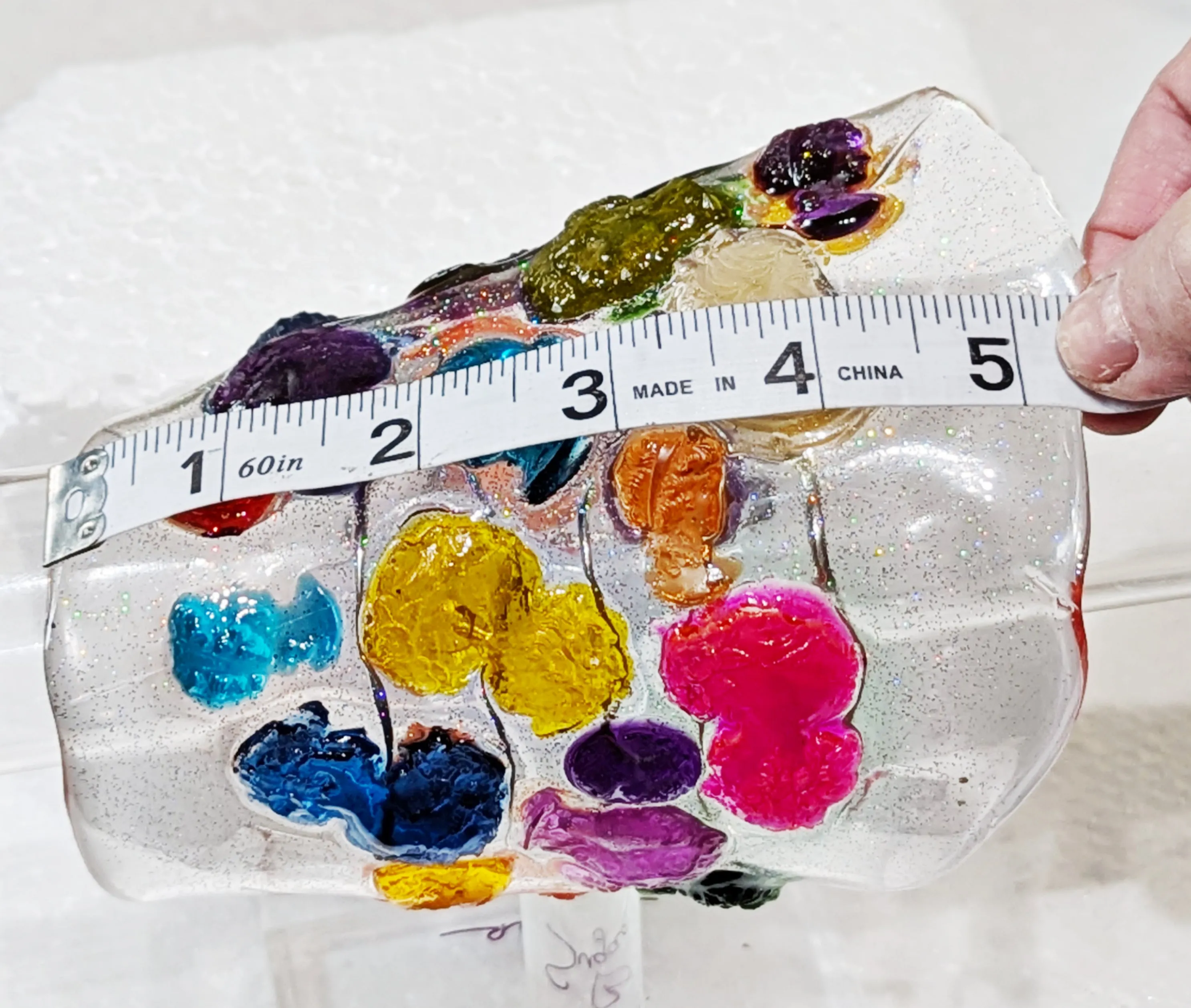 Exquisite Clear Resin Colorful Gauntlet Cuff with Vibrant Resin Cameos | Handcrafted by Award-Winning Artist Sugar Gay Isber