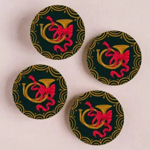 Festive Bugle Coasters - Set of 4