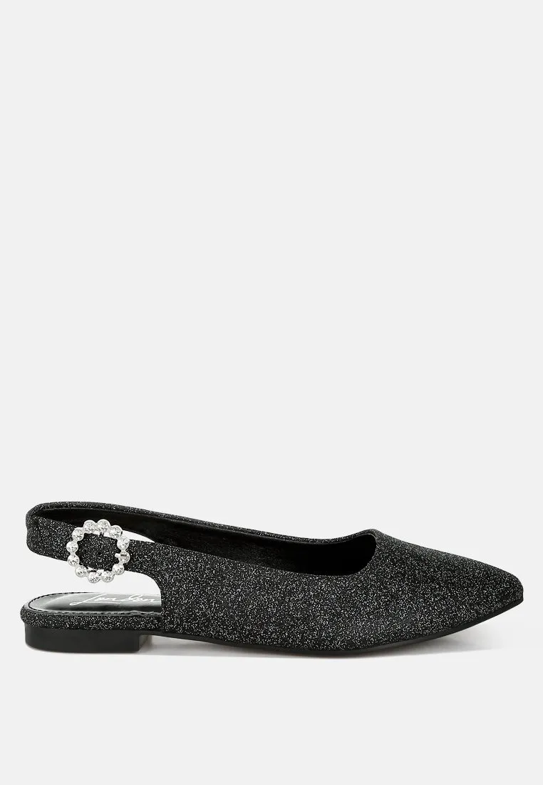 Giora Glitter Slingback Flat Sandals