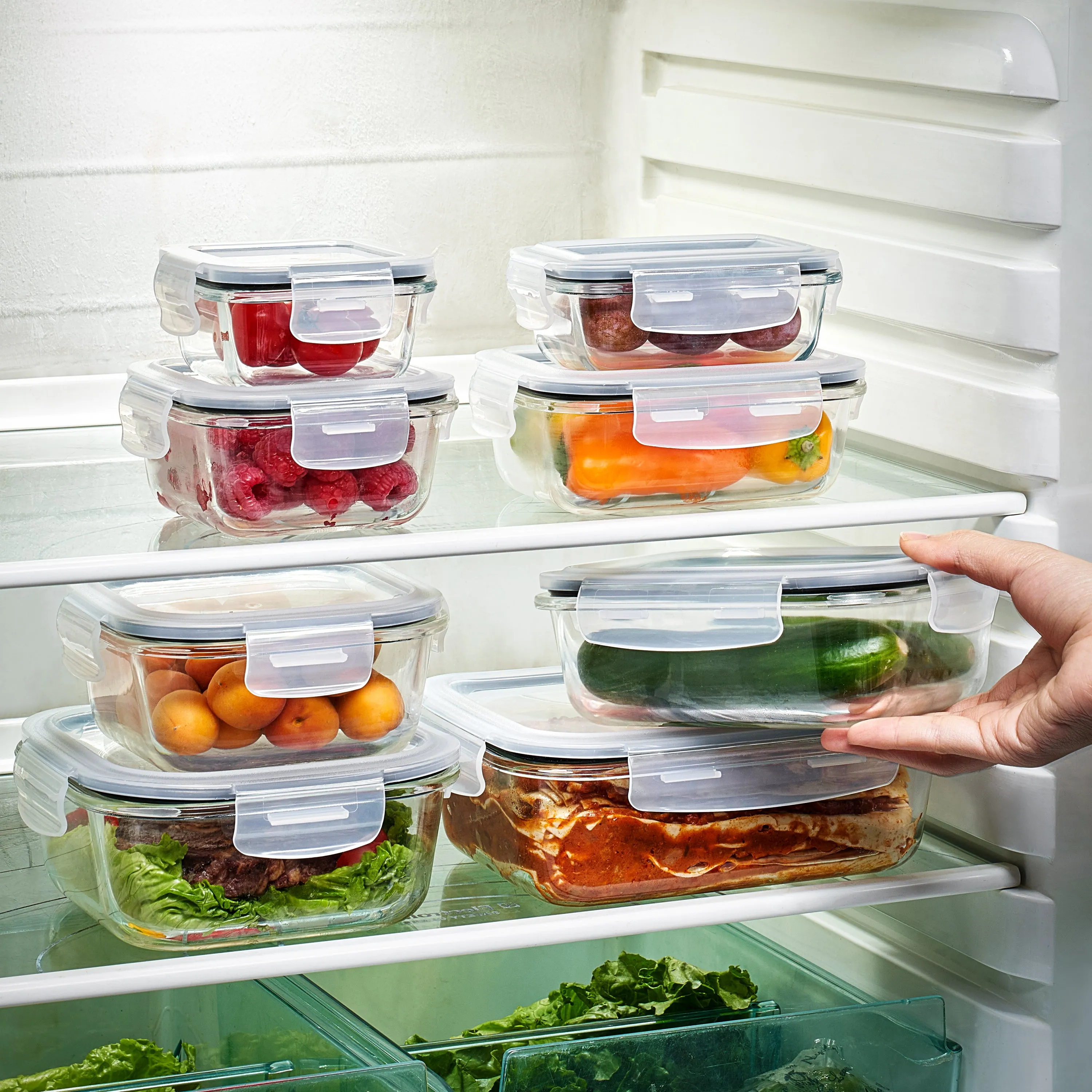 Glass Food Storage Containers with Lids (16 Pcs)