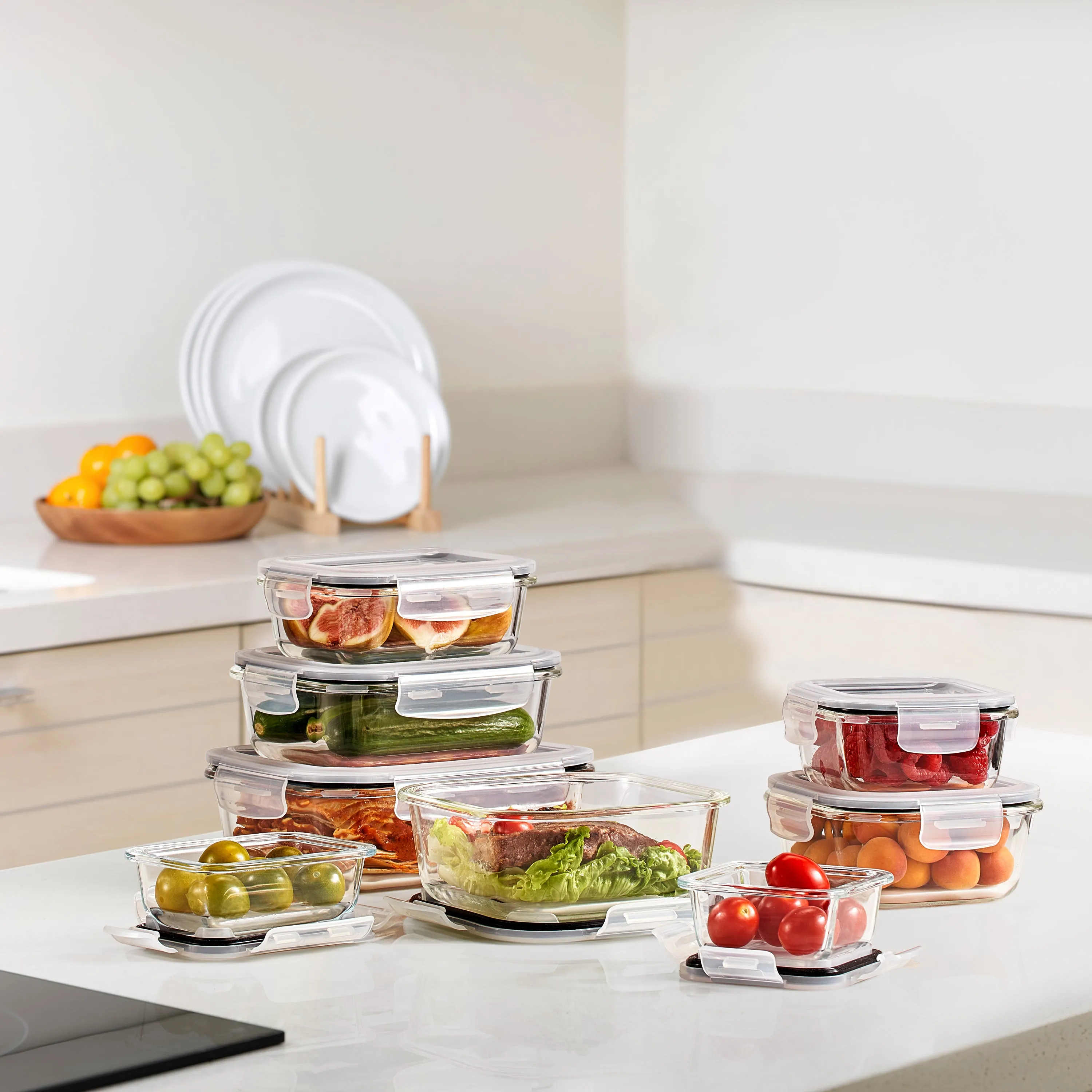 Glass Food Storage Containers with Lids (16 Pcs)