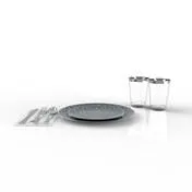 Grey Silver Coupe Pattern 56 Pc Party Set (Setting for 8)