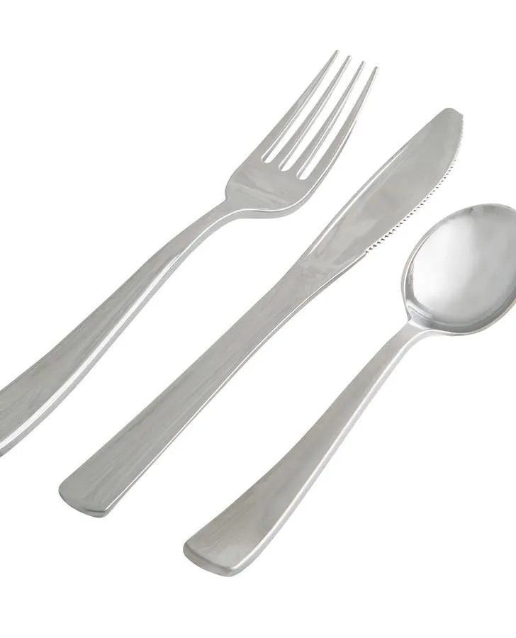 Grey Silver Coupe Pattern 56 Pc Party Set (Setting for 8)