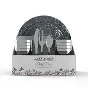 Grey Silver Coupe Pattern 56 Pc Party Set (Setting for 8)