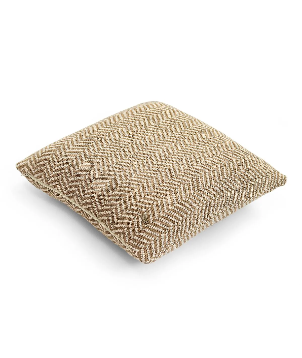 Herringbone Cotton Knitted Decorative Khaki & Natural Color 18 x 18 Inches Cushion Cover