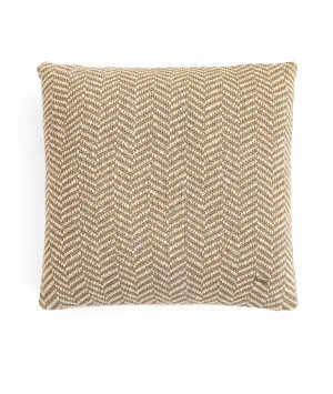 Herringbone Cotton Knitted Decorative Khaki & Natural Color 18 x 18 Inches Cushion Cover