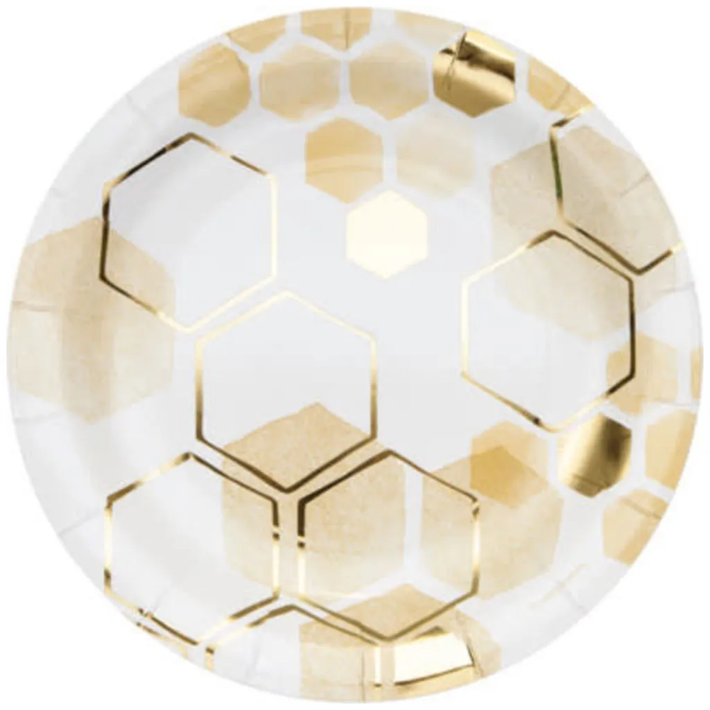 Honeycomb Foil Dinner Plates 8ct, 9in