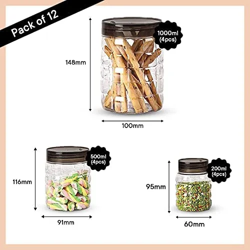 Kuber Industries Container Set Combo |4 in 1 Air Tight Storage Container-2500ml and Kitchen Containers Set of 12 (200ml, 500ml and 1000ml) | For Food Grain & Fridge Storage | Food Kitchen Organizer