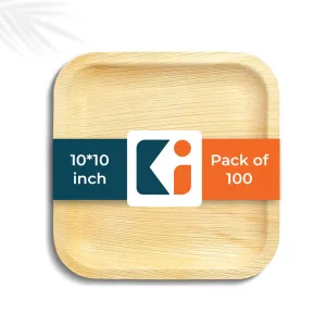 Kuber Industries Pack of 25 Disposable Palm Leaf Plates|Microwave & Oven Safe Plate|Biodegradable Serving Plates for Party, Wedding, Event Plate, 10 Inch|Beige|