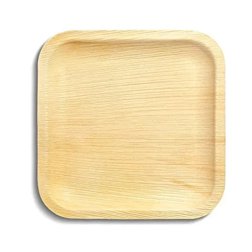 Kuber Industries Pack of 25 Disposable Palm Leaf Plates|Microwave & Oven Safe Plate|Biodegradable Serving Plates for Party, Wedding, Event Plate, 10 Inch|Beige|