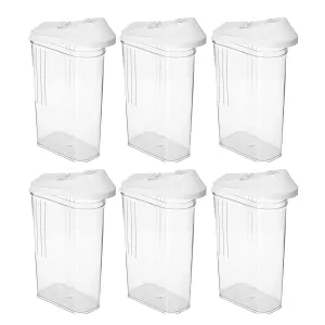 Kuber Industries Plastic Dispenser Kitchen Set|Smooth Sliding Mouth/Lid Mechanism|Food Grade Plastic, Durable & safe|Container for Kitchen Storage Set of 3|750ml, Transparent with White Lid(Pack Of 2)