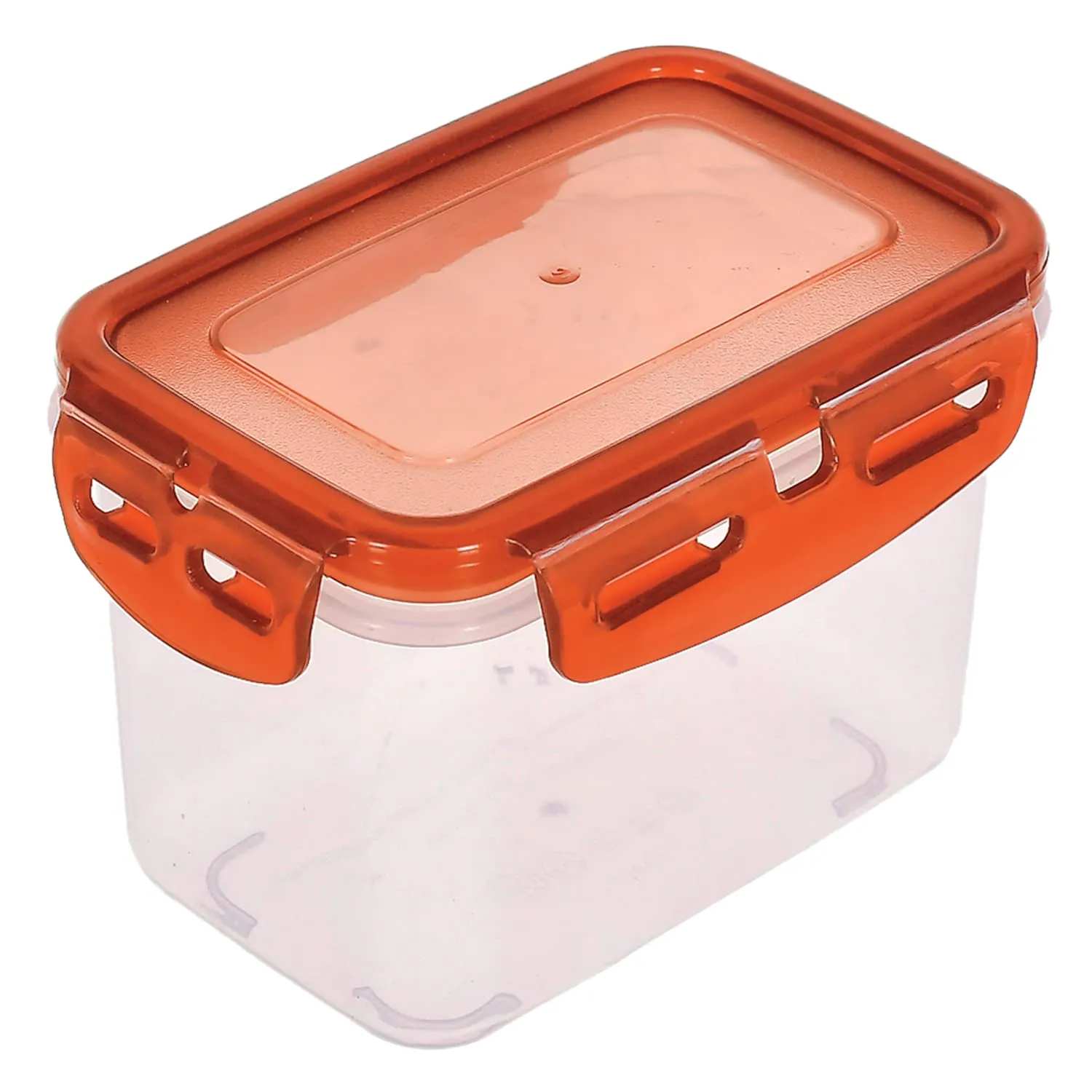 Kuber Industries Plastic Food Storage Container/Box For cookies, nuts, beans, chutneys With Airtight Lock Lid, 600ml Pack of 4 ( Brown)-46KM0537