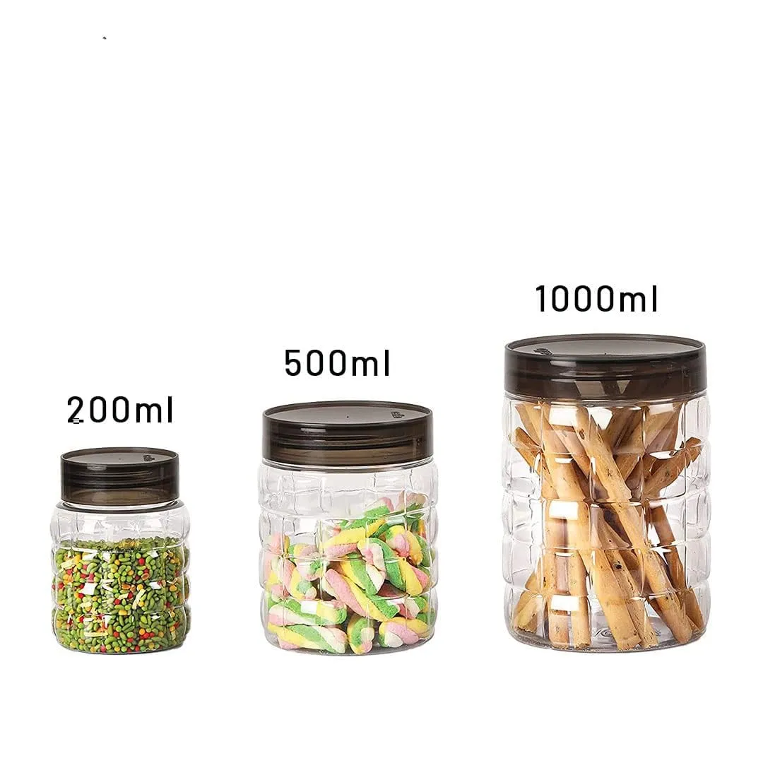 Kuber Industries Set of 24 Plastic Container Set | 1000ml, 500ml, 200ml I PET, Food Grade Plastic, 100% BPA Free | Airtight Container Set for Kitchen Storage |Small to Large, Transparent (Pack Of 3)