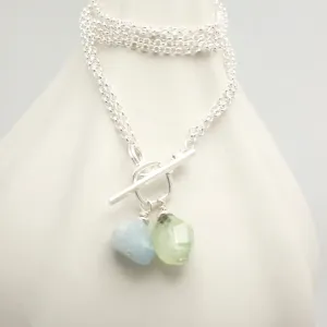 Lava Form Collection:  Aquamarine & Prehnite Necklace with 2 in 1 Chain