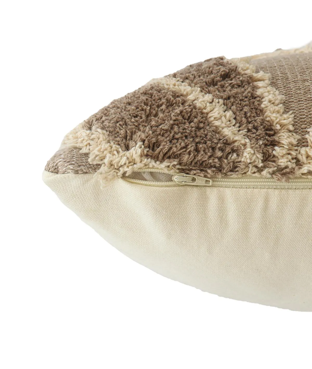 Leaf -Cotton Knitted Decorative Tufted Cushion Cover (Stone & Natural)